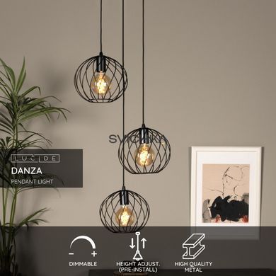 Подвесной светильник Lucide DANZA &Oslash; 50 cm 3xE27 Black