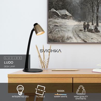 Настольная лампа Lucide LUDO LED 1x4,5W 3000K Matt Gold / Brass