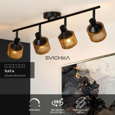 Потолочный точечный светильник Lucide RAFA 4xE14 Black
