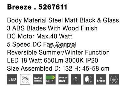 Стельовий вентилятор Nova Luce BREEZE, Black