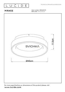 Потолочный светильник Lucide MIRAGE &Oslash; 45 cm LED Dim. 1x33W 2700K White