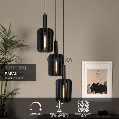 Підвісний світильник Lucide RAFAL &Oslash; 50 cm 3xE27 Grey, Grey, Сірий, Сірий