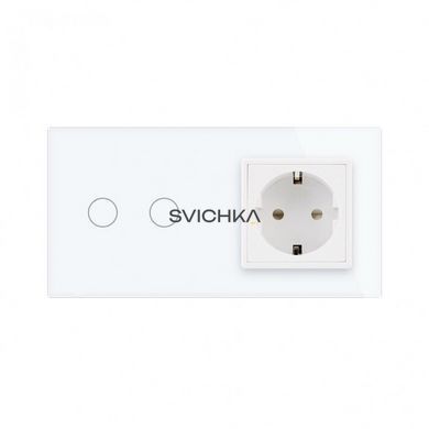 Розумний сенсорний ZigBee вимикач 2 сенсора 1 розетка Livolo білий скло (VL-C702Z/C7C1EU-11)