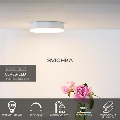 Потолочный светильник для ванной Lucide CERES LED &Oslash; 21,5 cm LED Dim. 1x30W 3000K IP44 White