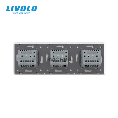 Сенсорний вимикач 5 сенсорів (1-2-2) Livolo білий скло (VL-C701/C702/C702-11)