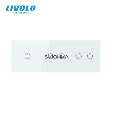 Сенсорний вимикач 5 сенсорів (1-2-2) Livolo білий скло (VL-C701/C702/C702-11)