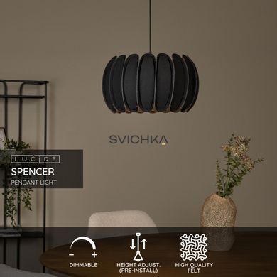 Підвісний світильник Lucide SPENCER &Oslash; 40 cm 1xE27 Black, BLACK, Чорний, Чорний