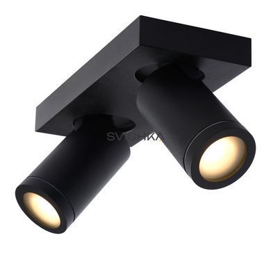 Потолочный точечный светильник для ванной Lucide TAYLOR LED Dim to warm GU10 2x5W 2200K/3000K IP44 Black