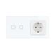 Розумний сенсорний ZigBee вимикач 2 сенсора 1 розетка Livolo білий скло (VL-C702Z/C7C1EU-11)