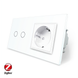 Розумний сенсорний ZigBee вимикач 2 сенсора 1 розетка Livolo білий скло (VL-C702Z/C7C1EU-11)