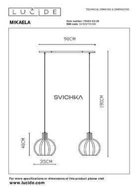 Підвісний світильник Lucide MIKAELA 2xE27 Black, BLACK