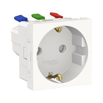 Розетка 16А с заземлением и со шторками Schneider Electric Unica New (самозажимные клеммы)