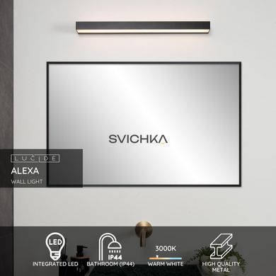 Настінний світильник для ванної Lucide ALEXA LED 1x8W 3000K IP44 Black, BLACK