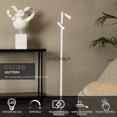 Аккумуляторная напольная лампа для чтения Lucide ANTRIM Battery pack/batteries LED Dim. 2x2,2W 2700K IP54
