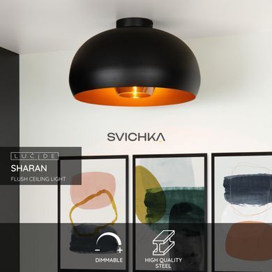 Потолочный светильник Lucide SHARAN &Oslash; 38 cm 1xE27 Black