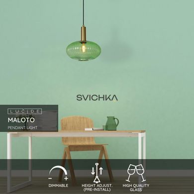 Підвісний світильник Lucide MALOTO &Oslash; 30 cm 1xE27 Green, Green, Зелений, Зелений