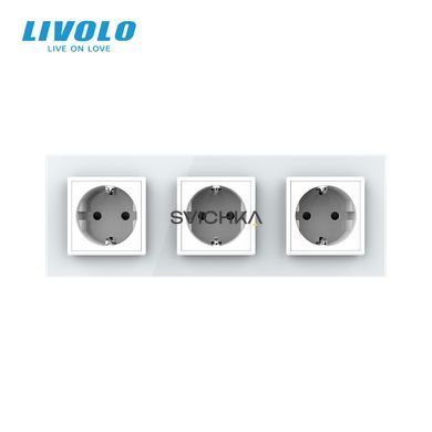 Розетка тройная с заземлением Livolo