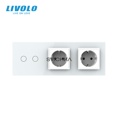 Сенсорный выключатель 2 сенсора 2 розетки Livolo
