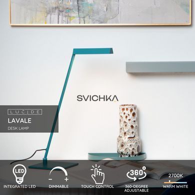 Настільна лампа Lucide LAVALE LED Dim. 1x3W 2700K Turquoise, Turquoise, Бірюзовий, Бірюзовий