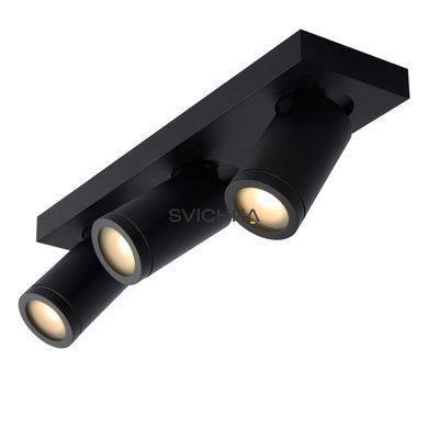 Потолочный точечный светильник для ванной Lucide TAYLOR LED Dim to warm GU10 3x5W 2200K/3000K IP44 Black