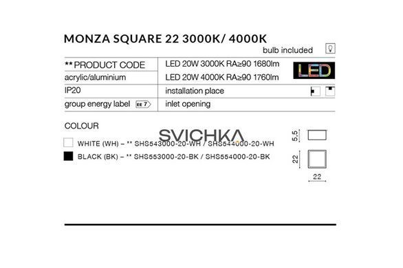 Стельовий світильник AZzardo MONZA S 22, 4000K, Black