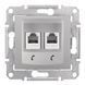 Двойная телефонная розетка 2хRJ11 Schneider Electric Sedna