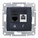 Телефонна + комп'ютерна розетка RJ45 UTP кат.6 Schneider Electric Sedna, графіт, Графіт