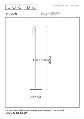 Напольная лампа для чтения Lucide PHILON &Oslash; 23 cm LED Dim. 1x4,5W 3000K Black