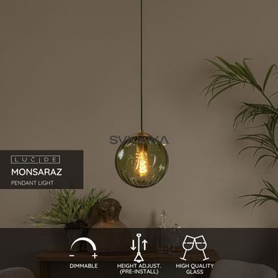 Підвісний світильник Lucide MONSARAZ &Oslash; 25 cm 1xE27 Green, Green