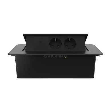 Мебельная розетка с плавным открытием, USB Type-C Power Delivery 45W Livolo серый в черном
