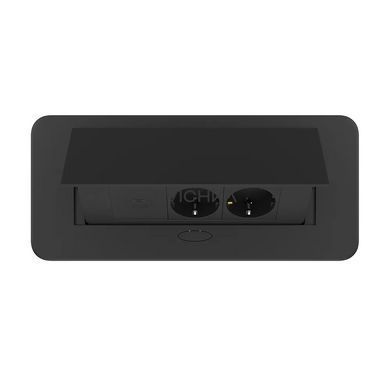 Мебельная розетка с плавным открытием, USB Type-C Power Delivery 45W Livolo серый в черном