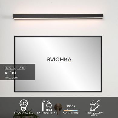 Настінний світильник для ванної Lucide ALEXA LED 1x13W 3000K IP44 Black, BLACK