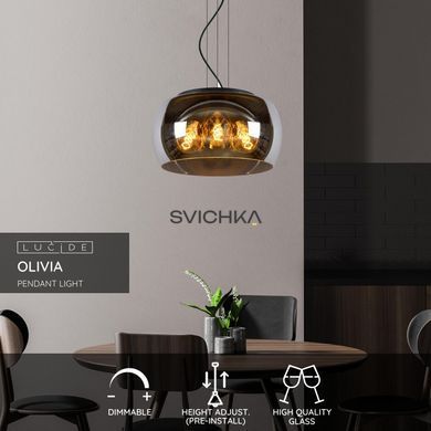 Подвесной светильник Lucide OLIVIA &Oslash; 40 cm 3xE27 Smoke Grey