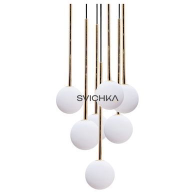 Підвісний світильник Zuma Line ALI 7, Gold/Black, Чорний; золотий, Золотий, Чорний, Білий