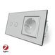 Розумний сенсорний ZigBee вимикач 2 сенсора 1 розетка Livolo сірий скло (VL-C702Z/C7C1EU-15)