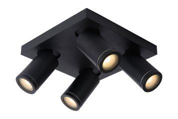 Стельовий точковий світильник для ванної Lucide TAYLOR LED Dim to warm GU10 4x5W 2200K/3000K IP44 Black, BLACK