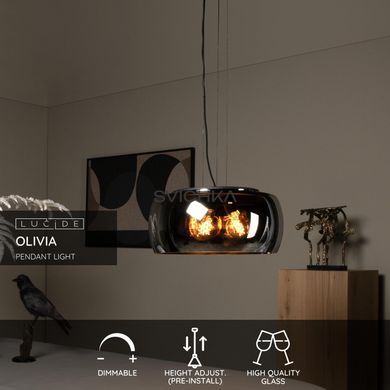 Підвісний світильник Lucide OLIVIA &Oslash; 50 cm 3xE27 Smoke Grey, Smoke Grey