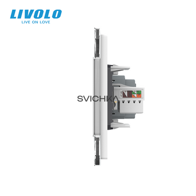 Розетка четырехместная комбинированная Силовая Интернет Livolo