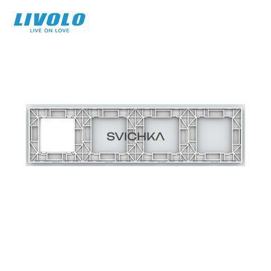 Рамка 4-постова порожня Х сенсорів 1 розетка (Х-Х-Х-0) LIVOLO, загартоване скло, біла, 294&times;80 мм (VL-P700/00/00/E-8W)
