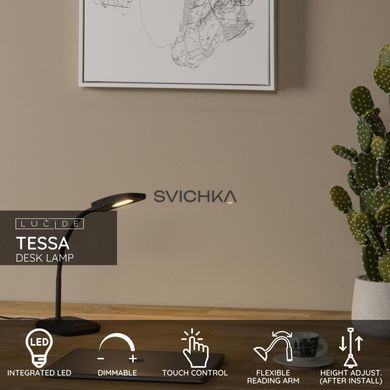 Настільна лампа Lucide TESSA LED Dim. 1x3,2W 3000K Black, BLACK, Чорний, Чорний, Чорний