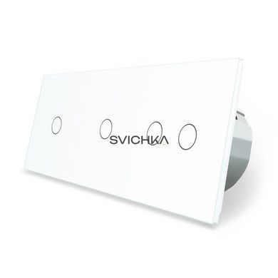 Розумний сенсорний ZigBee вимикач 4 сенсора (1-1-2) Livolo білий скло (VL-C701Z/C701Z/C702Z-11)