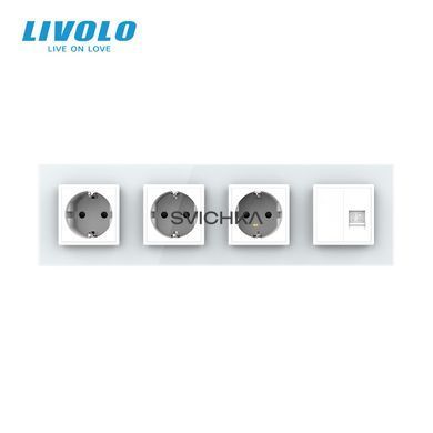 Розетка четырехместная комбинированная Силовая Интернет Livolo