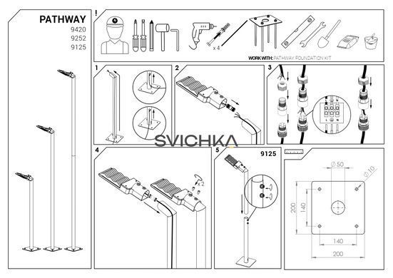 Вуличний світильник Nowodvorski 9252 Pathway LED, Чорний, Чорний