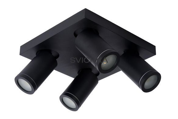 Стельовий точковий світильник для ванної Lucide TAYLOR LED Dim to warm GU10 4x5W 2200K/3000K IP44 Black, BLACK