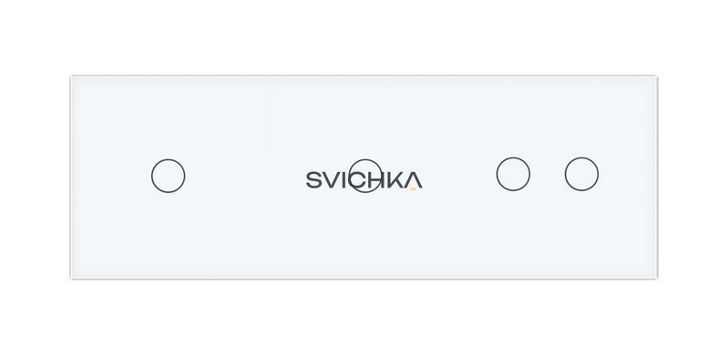 Розумний сенсорний ZigBee вимикач 4 сенсора (1-1-2) Livolo білий скло (VL-C701Z/C701Z/C702Z-11)