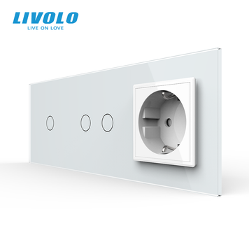 Сенсорный выключатель 3 сенсора 1 розетка Livolo