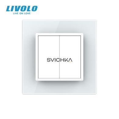 Двоклавішний прохідний вимикач Livolo білий скло (VL-C7FCMKS-1WP)