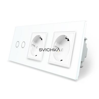 Умный сенсорный проходной/перекрестный выключатель 2 сенсора 2 розетки Livolo