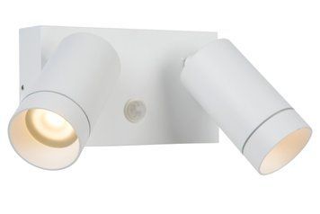 Настінний точковий світильник Lucide TAYLOR Indoor/Outdoor 2xGU10 IP54 Motion & Day/Night Sensor White, WHITE