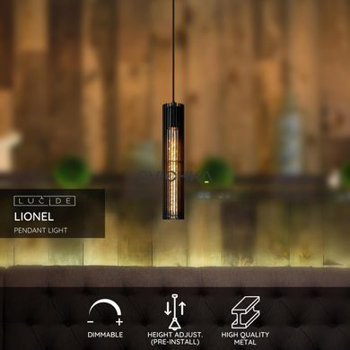 Підвісний світильник Lucide LIONEL &Oslash; 6,5 cm 1xE27 Black, BLACK, Чорний, Чорний
